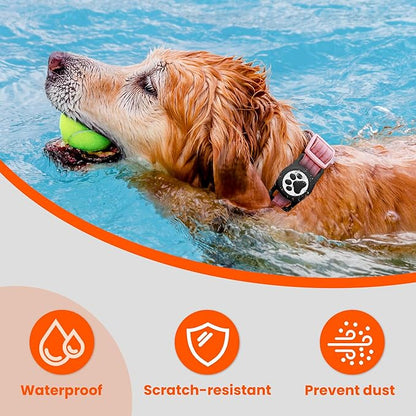 Waterproof Airtag Dog Collar Holder for Apple Air Tag, Silicone Dog Airtag Holder for Dogs & Cat Collars(Black)
