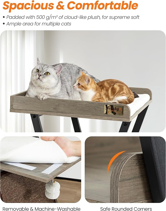 Modern Wood Cat Tree Tower for Indoor Cats Large Adult - 67 Inch Tall Multi-Level Heavy Duty Cat Condo Trees Furniture with Caves Perch Bed Scratching Board - XL Big Sturdy Wooden Kitty House