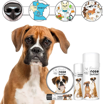 The Blissful Dog Fawn Boxer Nose Butter for Dry, Cracked Skin, Lick-Safe Dog Nose Balm with Moisturizing Shea Butter, Almond, Olive, and Essential Oils, Pet Supplies, Uncented, 8 oz.