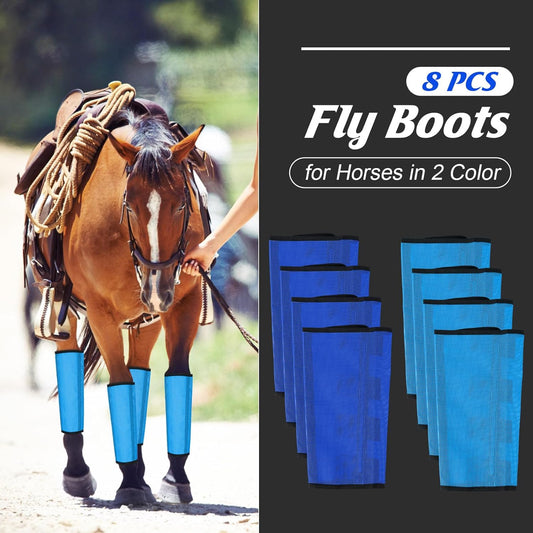 8 Pcs Mesh Fly Boots for Horse Breathable Mesh Horse Boots Protective Horse Leg Wraps Horse Leggings for Preventing Flies and Mosquitoes Bites (Light Pink, Dark Pink)