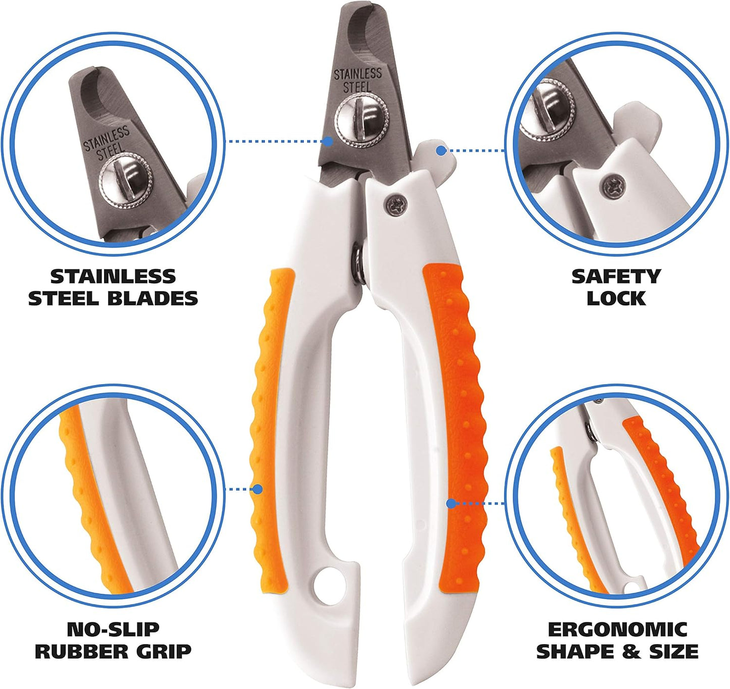 WAHL Pet Nail Clipper for Cutting Dog, Cat, & Animal Claws with Razor Sharp Stainless Steel Blades & Protective Safety Guard Locks for Safe Claw Care – Model 858448