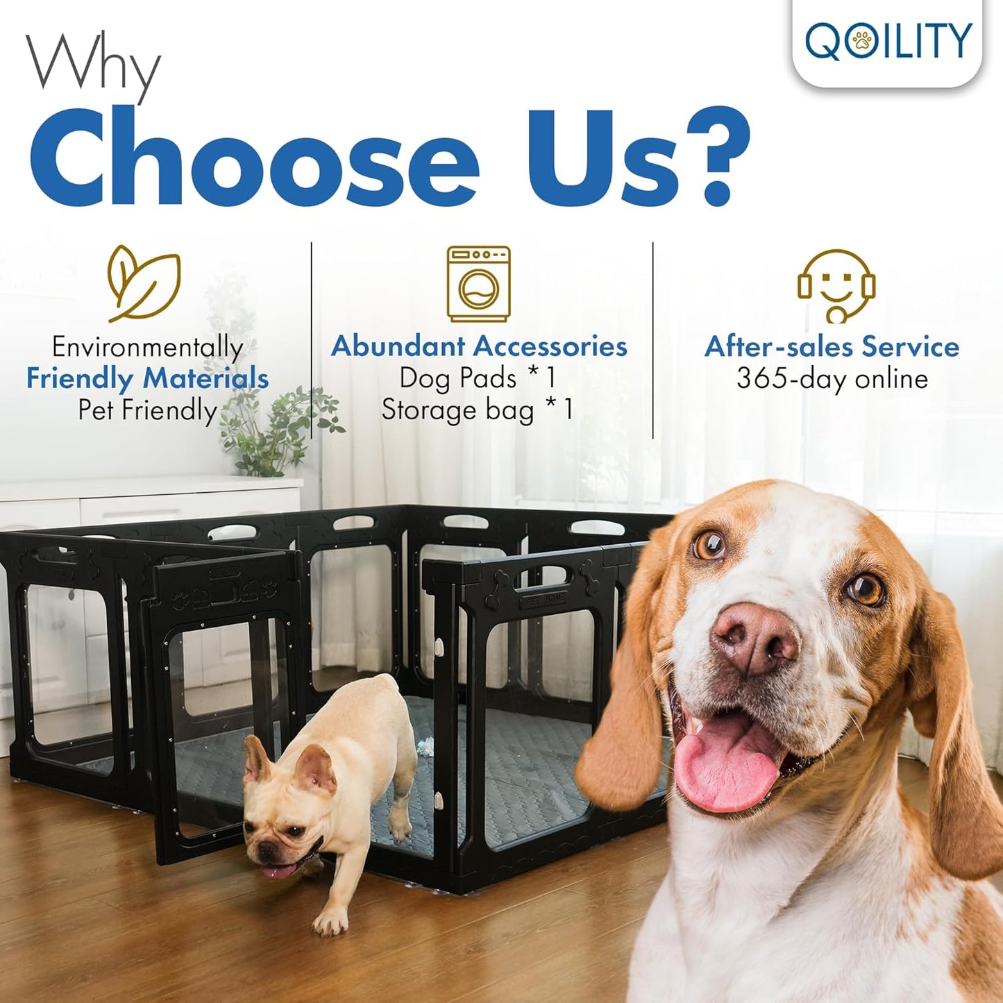 Clear Dog Playpen Indoor, Effectively Relieves Pet Anxiety, Suitable for Most Dogs, Black