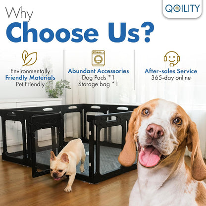 Clear Dog Playpen Indoor, Effectively Relieves Pet Anxiety, Suitable for Most Dogs, Black