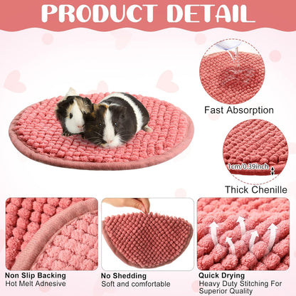 Amylove 4 Pcs Guinea Pig Cage Liner Guinea Pig Bedding Washable Fleece Pee Pads Reusable Small Animals Training Mat Small Animal Sleeping Bed for Bunny Hamster(Mixed Colors,Diameter 7.8 Inch)