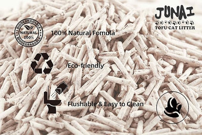 JUNAI Tofu Cat Litter 16 Packs(2.3kg x 16), Coffee Clumping Cat Litter Pellet Natural Vegan Kitty Litter, Lightweight and Dust Free cat Litter for Multiple Cats, Flushable and Biodegradable