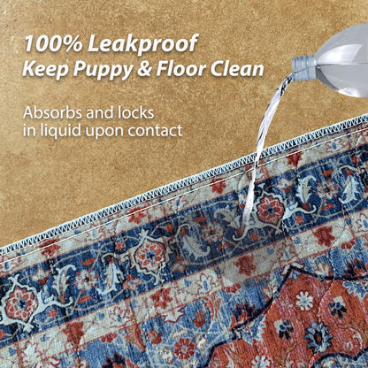 nunubaby Washable Pee Pads for Dogs, Stylish, Non-Slip and Leak-Proof Pee Pads. Reusable Potty Pads for Dogs for Crates and Floors.(Red/Floral, 31" x36")