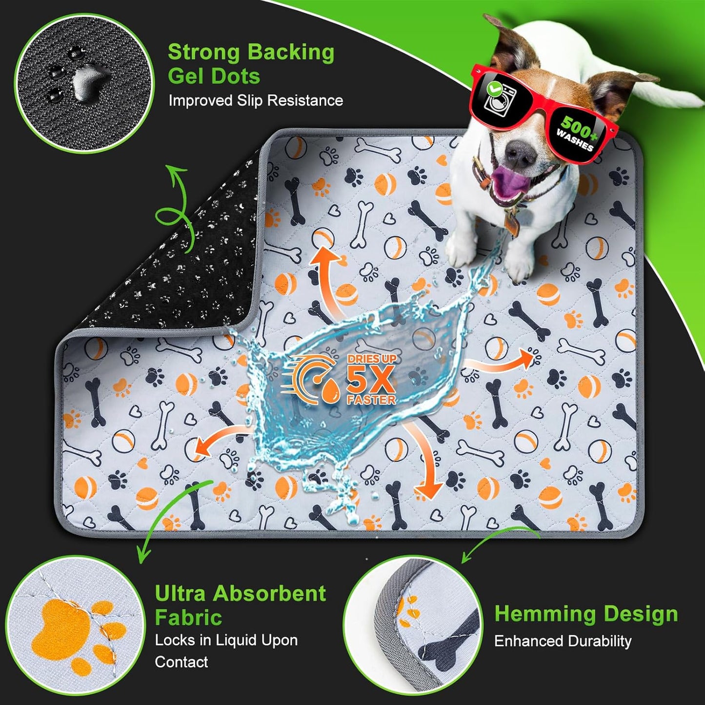 Hompet Dog Grass Pad with Tray Large, 52.7"x30", 2 Reusable Artificial Turf for Dogs Potty, Waterproof Non-Slip Washable Pee Pads, Quickly Absorbency Portable Dog Litter Box for Indoor/Outdoor Use