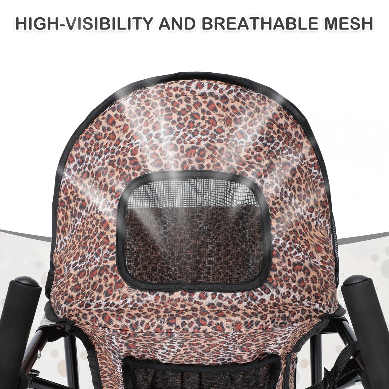 MoNiBloom 4 Wheels Pet Stroller, Easy-Fold Umbrella Shaped Dog Cat Jogger Stroller w/Storage Bag & Visible Mesh for Small/Medium Dogs Cats Leopard Print - Pawvie
