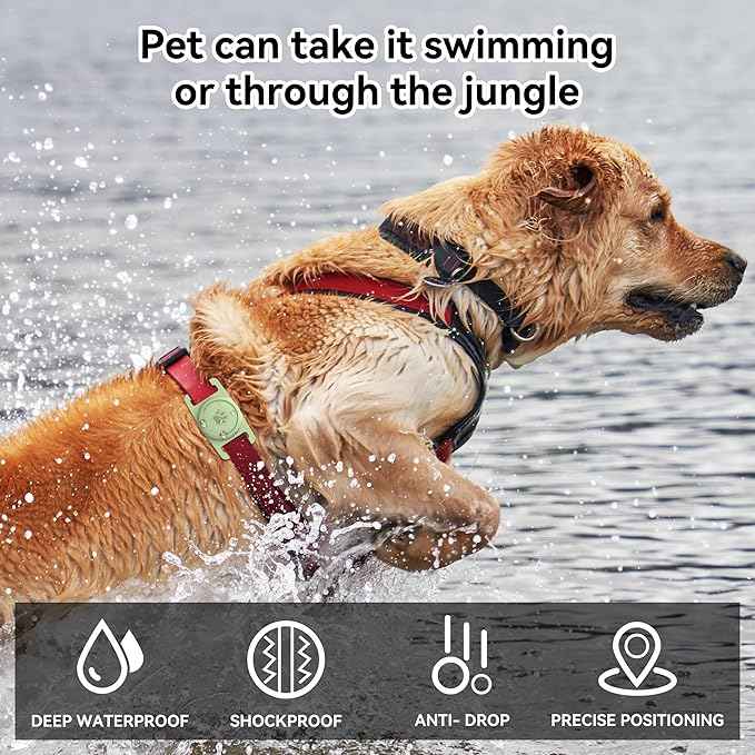 for Airtag Dog Collar Holder 2 Pack,Waterproof Dog Collar Holder for Apple AirTag(Gen 1 & 2),Silicone Air Tags Case for Dog Collars(Light Green)