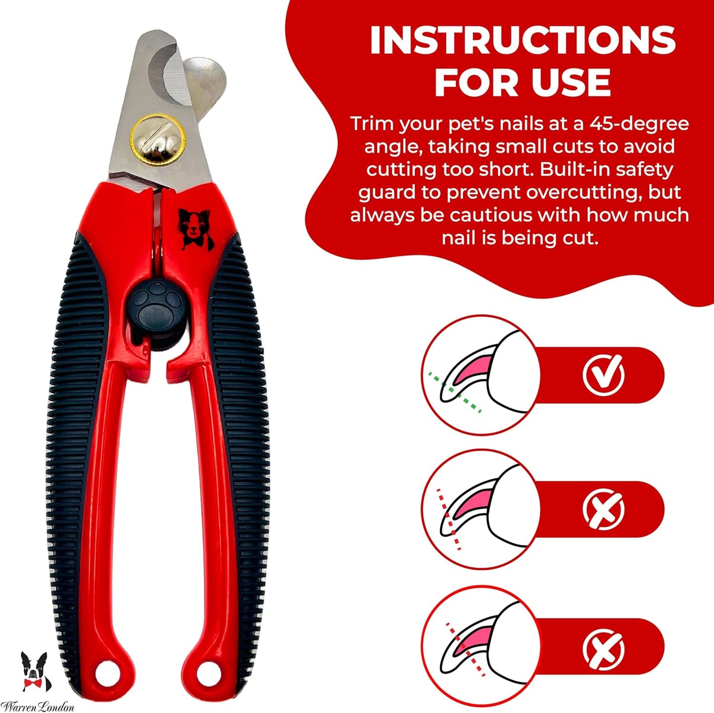 Warren London Cat Nail Clipper | Kittens Small Dogs | Stainless Steel Blade | Nail Safety Guard | Precision Grooming Tool