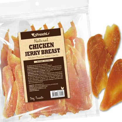 AFreschi Natural Chicken Breast Jerky 16 oz, Dog Treats, All Natural, Grain-Free, High-Protein, Low Fat, Healthy & Easily Digestible