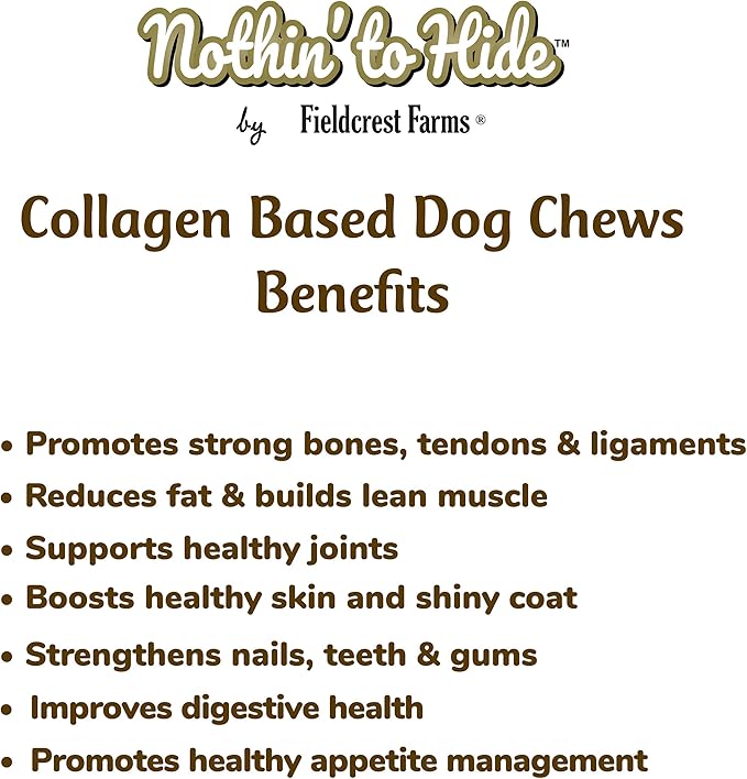 Fieldcrest Farms Nothin' to Hide Twist Stix, Bacon Flavor, Easily Digestible, Supports Skin, Coat, Joints & Muscles, for Moderate Chewers Under 15lbs, 10 Pieces