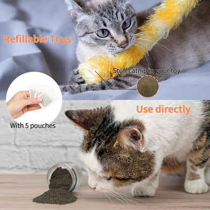 Premium Catnip for Cats & Kittens – Cold-Processed, High Potency Nepetalactone, 100% Pure Organic Leaf-Only Catnip for Toys, Scratchers, Refills, Stimulates Play & Protects Furniture - 45g