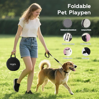 Love's cabin Pet Puppy Dog Playpen, Small Dog Tent Crates Cage Indoor/Outdoor, Portable Exercise Playpen for Cat, Foldable Pop Up Dog Kennel Playpen with Carring Case (S, Light Pink)