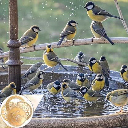 Copper Bird Bath Purification Disk, Water Wiggler for Bird Bath, Bird Bath Copper Disk, 1mm Reinforced 99% Pure Copper Cleaning Disk, Universal Fit for Outdoor Birdbaths, 4 Inch in Diameter (G)