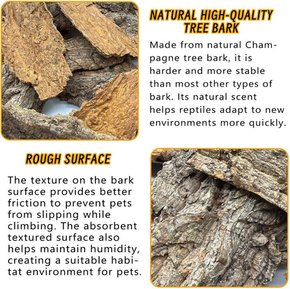 BNOSDM Reptile Terrarium Bark Substrate Bedding Tortoise Natural Cork Bark Reptile Climbing Mat Habitat Decor for Lizard Snake Spiders Hermit Crabs Tarantula Geckos Bearded Dragons (1.4 LB)