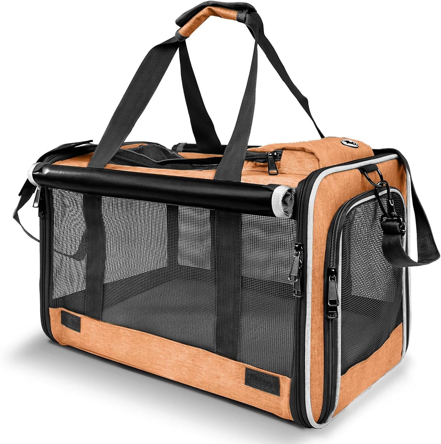 Dog Carry Bag for Puppy Pet Soft-Shell Portable Kennel Crate for 0-15 lbs Foldable Pomeranian Travel Cage Tea Cup Yorkie Carrier Purse Indoor Carrying Case Cat Supply Melon Tiny Dog Melon - Pawvie