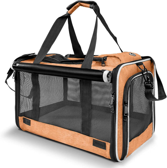 Dog Carry Bag for Puppy Pet Soft-Shell Portable Kennel Crate for 0-15 lbs Foldable Pomeranian Travel Cage Tea Cup Yorkie Carrier Purse Indoor Carrying Case Cat Supply Melon Tiny Dog Melon - Pawvie