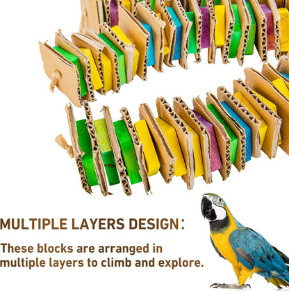 MYFAMIREA Parrot Toys for Medium Birds, Parrot Chewing Cardboard Toys Natural Wooden Macaws Cage Chewing Gifts for African Greys, Cockatoos, Macaws, Small and Medium Birds