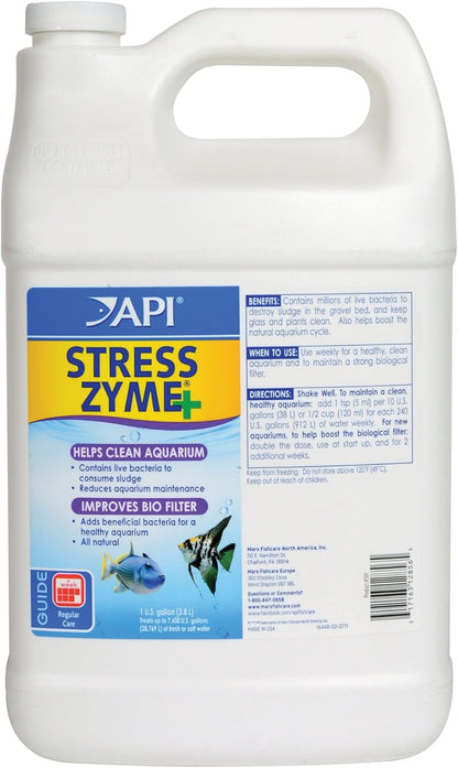 API Stress Zyme Freshwater and Saltwater Aquarium Cleaning Solution 1-Gallon Bottle