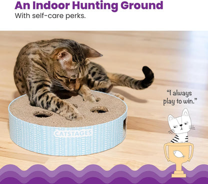 Catstages Scratch N' Hunt Interactive Cat Puzzle Toy with Scratcher Corrugate for Nail Care, Engages Hunting Instincts