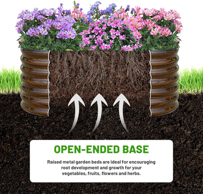 SnugNiture Galvanized Steel Raised Garden Bed, 4x2x2 ft, Outdoor Oval Deep Root Planter Box for Growing Vegetables, Flowers and Fruits