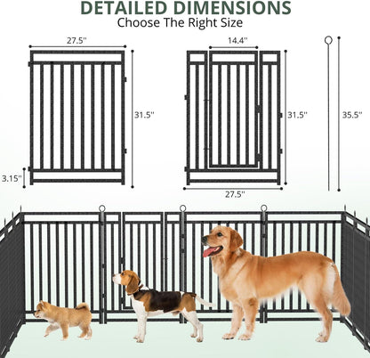 Dog Fence Outdoor Indoor, 32" Inch Height 48 Panels Dog Playpen for Large/Medium/Small Dogs Metal Dog Pen for Yard Camping and RV | Black-Silver