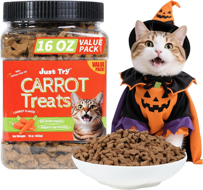 Just Try 16 OZ Carrot Cat Treats for Indoor Cats, Vitamin-Rich Natural Chicken Flavor Healthy Cat Snacks Training Biscuits Eye Health & Skin Support for Cats
