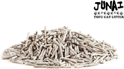 JUNAI Tofu Cat Litter 16 Packs(2.3kg x 16), Active-Carbon Natural Clumping Cat Litter Pellet flushable Biodegradable Kitty Litter, Good for All cat Litter Box, Lightweight dust Free and Odor Control