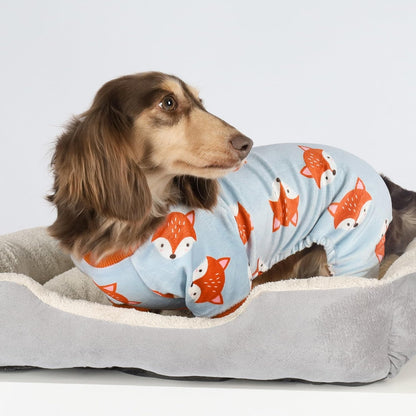 Fitwarm Funny Fox Dog Pajamas, Warm Dog Onesie, Dog Clothes for Small Dogs Girl Boy, Lightweight Velvet, Pet Outfit, Gray, Orange, XXL