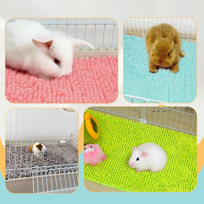 8 Pcs Guinea Pig Liner Washable Rabbit Cage Liner 16x12 Inch Guinea Pig Fleece Mats Reusable Bedding Pee Pads for Small Animals, Bunny (Gray, Green, Pink, Blue)