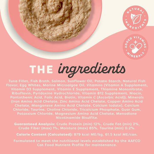 Applaws Vitality Wet Cat Food Paté, Natural Canned Cat Food, Wet Food for Cats with Added Vitamins and Minerals, Grain Free, Carrageenan Free, Tuna Fillet and Salmon Recipe (24 Count, 2.47 oz Cans)