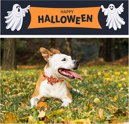 Unique style paws Halloween Dog Collar with Flower Tie Cotton Adjustable Puppy Collar for Small Medium Large Dogs-L
