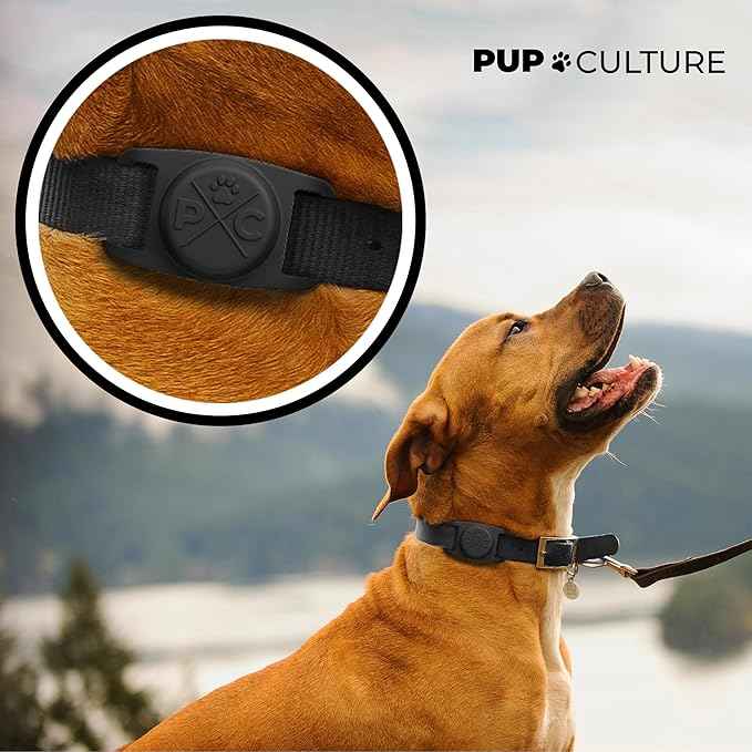 Pup Culture Compatible with AirTag Dog Collar Holder | Durable Protective Case to Help Track Your Pup | for Dog & Cat Collars - Black 1.5in