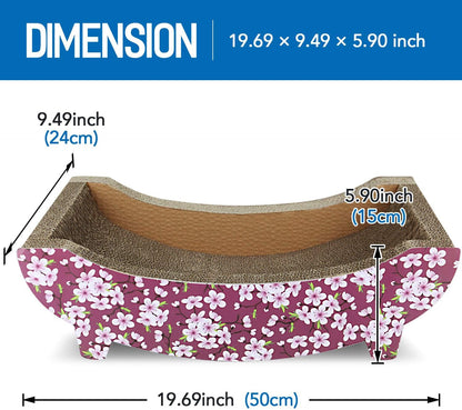 Cat Scratching Post Lounge Bed, Boat Shape Cat Scratcher Cardboard, Durable Recycle Board Pads Prevents Furniture Damage