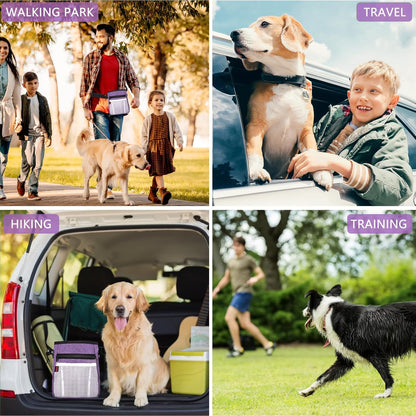 Dog Treat Pouch - 3 Ways to Wear Treat Pouches for Pet Training and 2 Pieces Clicker Taining for Dogs, Dog Training Treat Pouch Bag and Dog Clicker for Training with Waist Belt Shoulder Strap - Purple