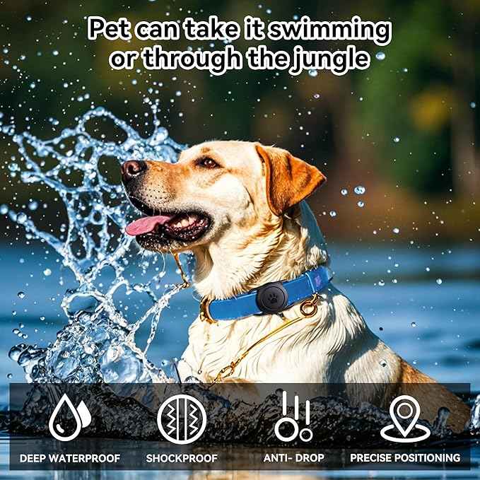 2 Pack for Airtag Dog Collar Holder,IPX8 Waterproof for air Tags-2 Pack,for Apple GPS Tracker Accessories丨Compatible with Apple AirTags丨Fits≤ 1.2" Width Collar for Dog cat Pets（Black+Blue）