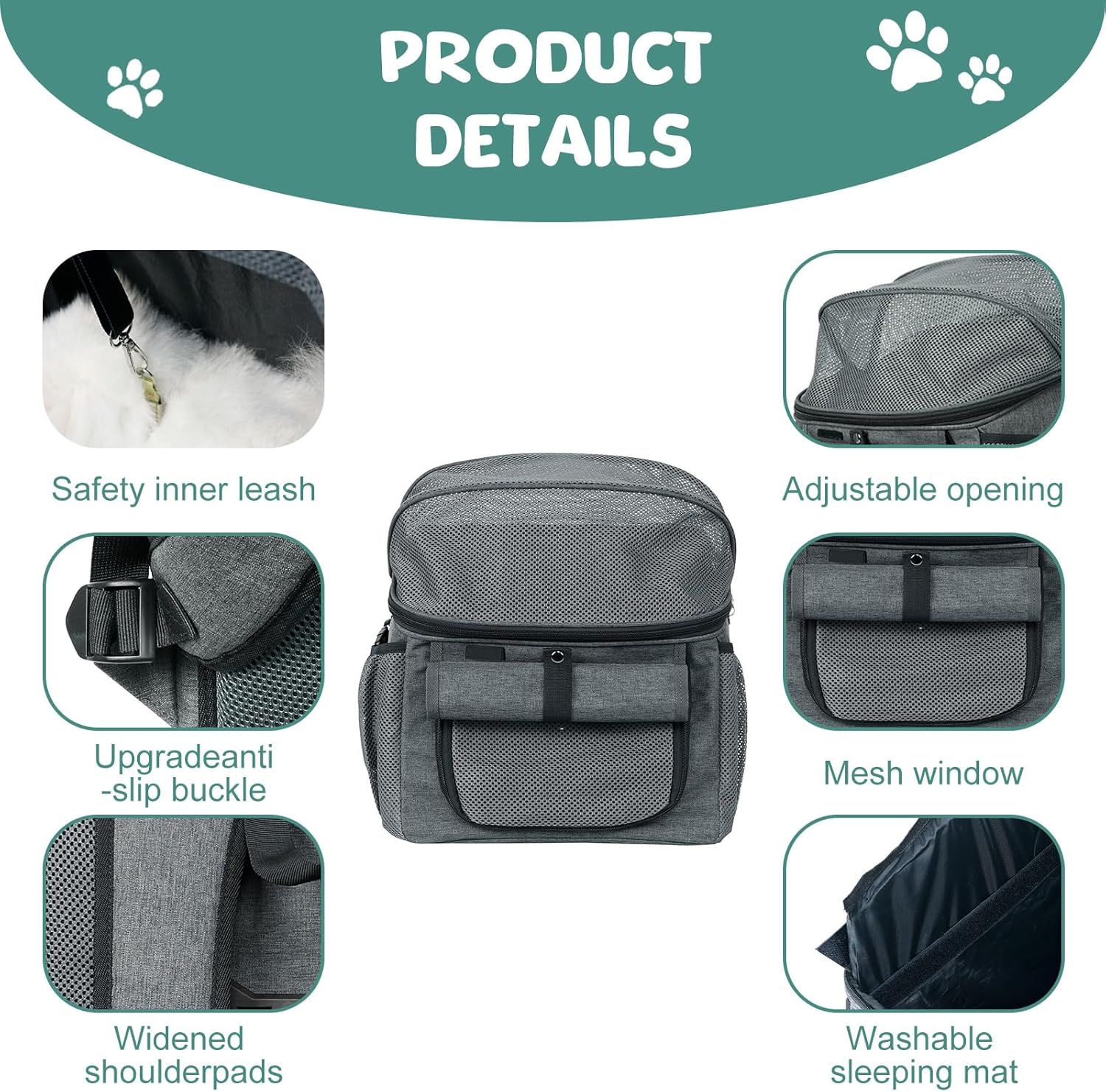 Qivine Dog Bike Basket, Oxford Cloth Dog Basket for Bike with Adjustable Mesh Windows, 11 Lbs Portable Dog Carrier for Bike with Widen Shoulderpad, Bicycle Basket Bag for Dogs and Cats - Pawvie