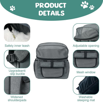 Qivine Dog Bike Basket, Oxford Cloth Dog Basket for Bike with Adjustable Mesh Windows, 11 Lbs Portable Dog Carrier for Bike with Widen Shoulderpad, Bicycle Basket Bag for Dogs and Cats - Pawvie
