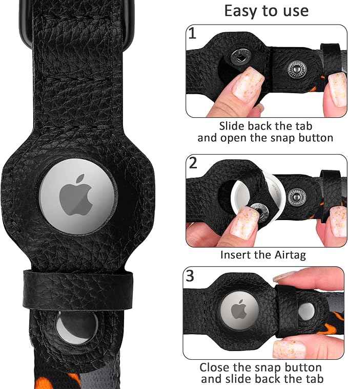AirTag Dog Collar with Metal Buckle - Printed Nylon Soft Leather Dog Collar with Apple AirTag Holder - Secure Tracking GPS Pet Collars for Girl Boy Small Large Dogs (S, 12"-15" Neck Fit, Hawaii)