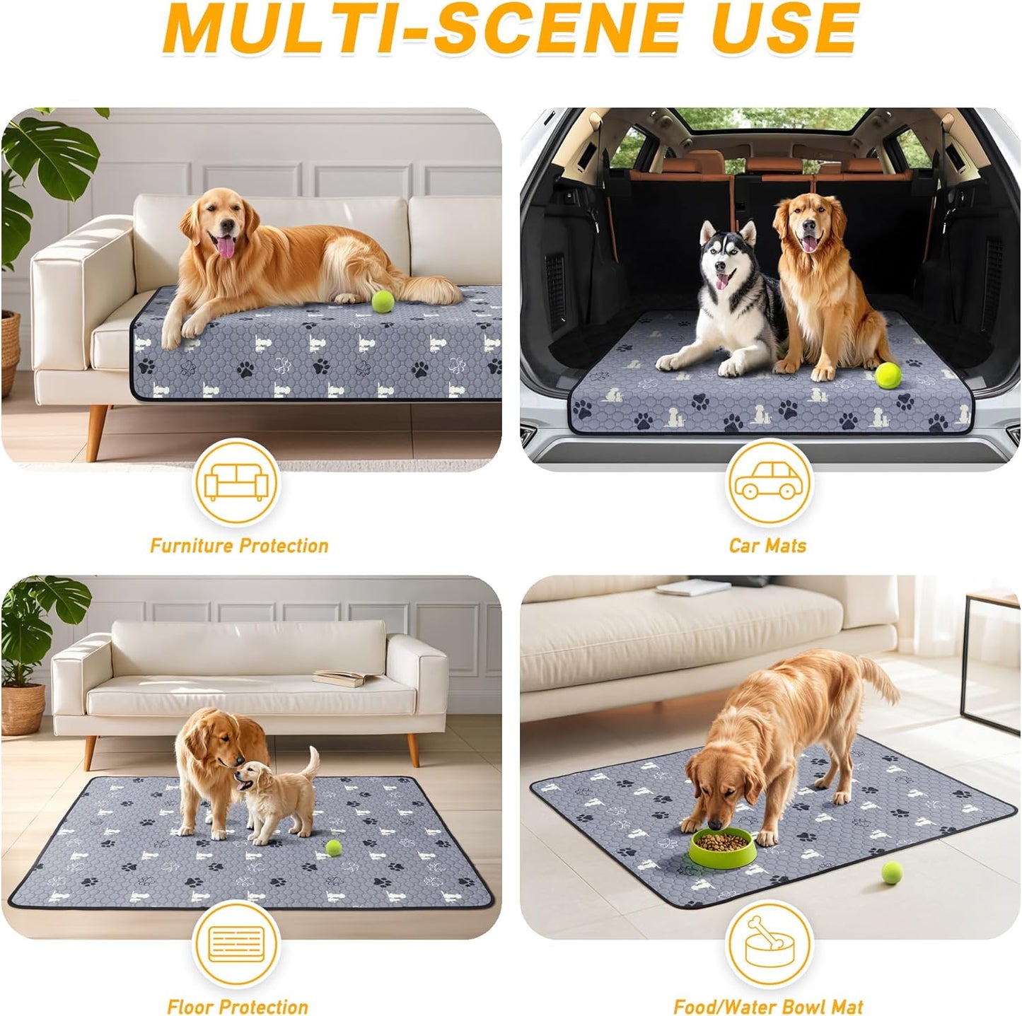 Washable Pee Pads for Dogs, 2 Pack Reusable Puppy Pads, Waterproof Pet Pee Pads for Dog Potty Training, Dog Pee Pads for Crate, Playpen, and Whelping, Durable and Absorbent, Grey 18"x24"