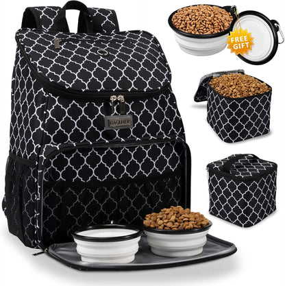 BAGLHER丨Dog Travel Bag, Airline Approved Pet Supplies Backpack, Dog Travel Backpack with 2 Silicone Collapsible Bowls and 2 Food Baskets - Pawvie