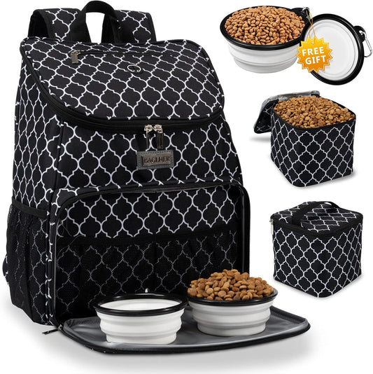 BAGLHER丨Dog Travel Bag, Airline Approved Pet Supplies Backpack, Dog Travel Backpack with 2 Silicone Collapsible Bowls and 2 Food Baskets - Pawvie