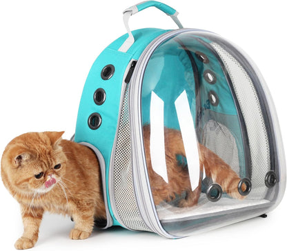 Lollimeow Cat Carrier Backpack, Bubble Expandable Backpack Carrier, Pets and Small Dogs,Airline-Approved, Designed for Travel, Hiking, Walking & Outdoor Use (Front Expandable-Green)