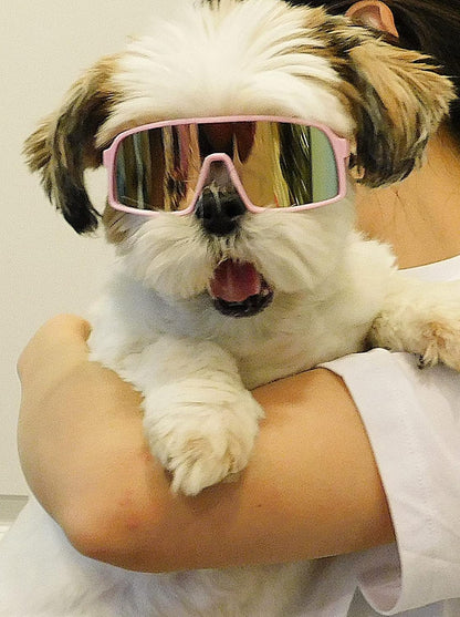 G029 Dog Cat Pet Sports Turbo Small Sunglasses for Toy Breeds 8-18lbs (Sport Turbo Pink-Pink Mirror)