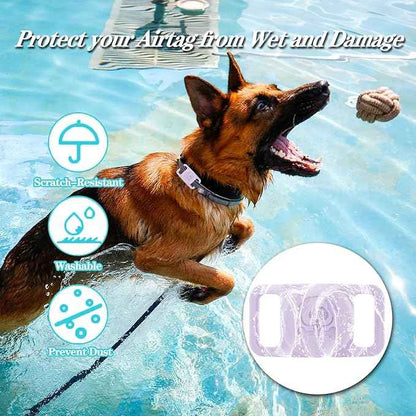 2 Pack Waterproof AirTag Dog Collar Holder Compatible with Apple AirTag, Silicone Hidden Loop Holder for Airtag Tracker, Anti-Lost Dog Collar Air Tag Accessories(Purple,Cyan)