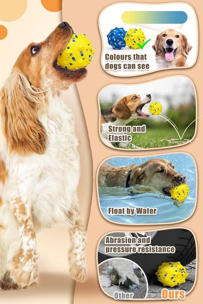 2.36'' Dog Balls for Dogs Aggressive Chewers Indestructible Tennis Durable Bouncy Interactive Dog Toy Balls for Fetch Game Floating Training(Yellow Medium)