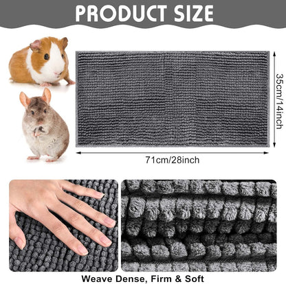 Amylove 4 Pcs Guinea Pig Cage Liner Guinea Pig Bedding Washable Fleece Pee Pads Reusable Small Animals Training Mat Small Animal Sleeping Bed for Bunny Hamster(Dark Gray,14 x 28 Inch)