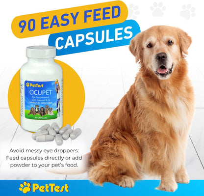 Ocupet Advanced Vision and Eye Health Supplement for Medium to Large Dogs Packed with Natural B12, Grape Seed Extract and Lutein to Support Pets with Diabetes or Eye Related Conditions-90 Capsules
