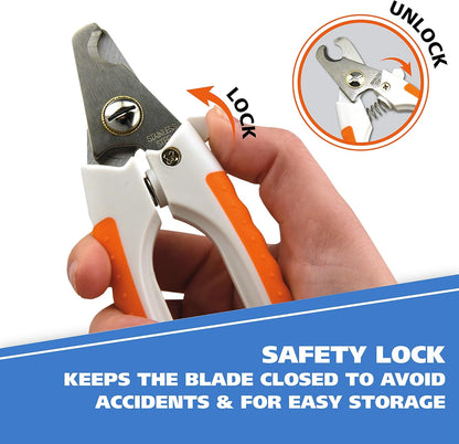 WAHL Pet Nail Clipper for Cutting Dog, Cat, & Animal Claws with Razor Sharp Stainless Steel Blades & Protective Safety Guard Locks for Safe Claw Care – Model 858448